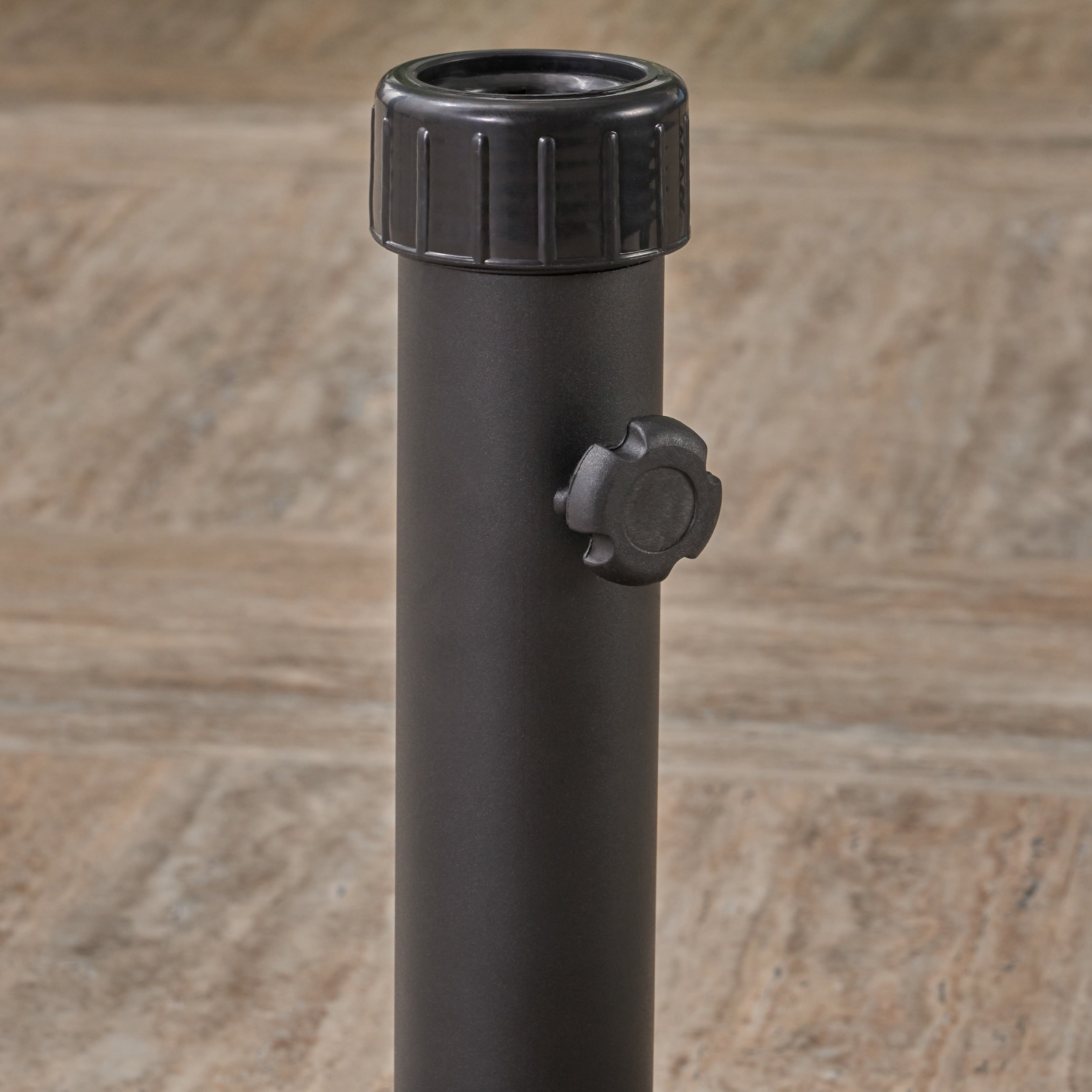 Langdon Outdoor 55 lbs Circular Concrete Umbrella Base, Brown and Black