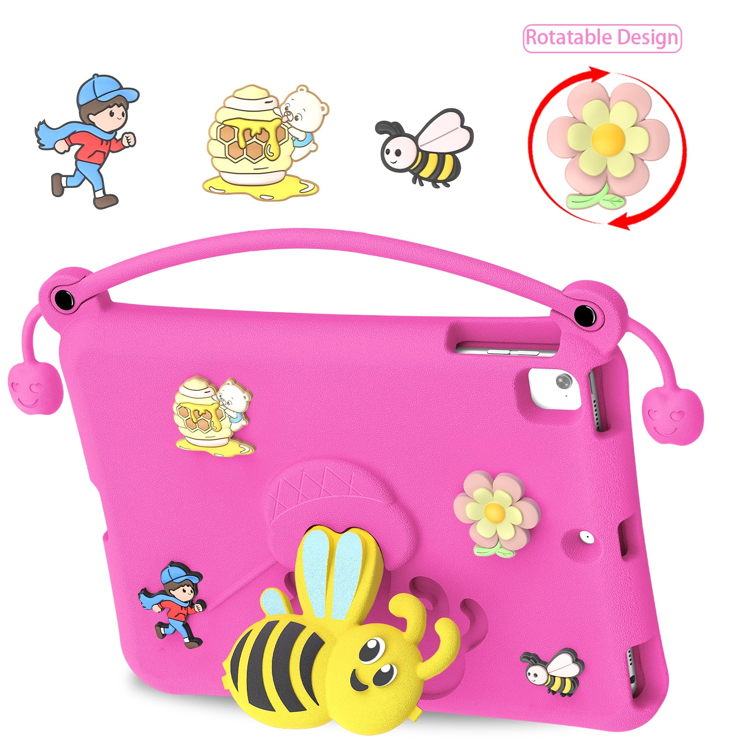 Dteck Case for iPad 6th/5th Generation (9.7 Inch, 2018/2017 Model),iPad Air 2 & 1st, iPad Pro 9.7 2016, Kids EVA Handle Shockproof Protective Cover with Stand, Rosered
