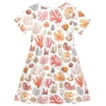 thumbnail image 4 of joogoo Corals Seashells Girls' Short Sleeve Dress Kids Dresses 7-8T, 4 of 8