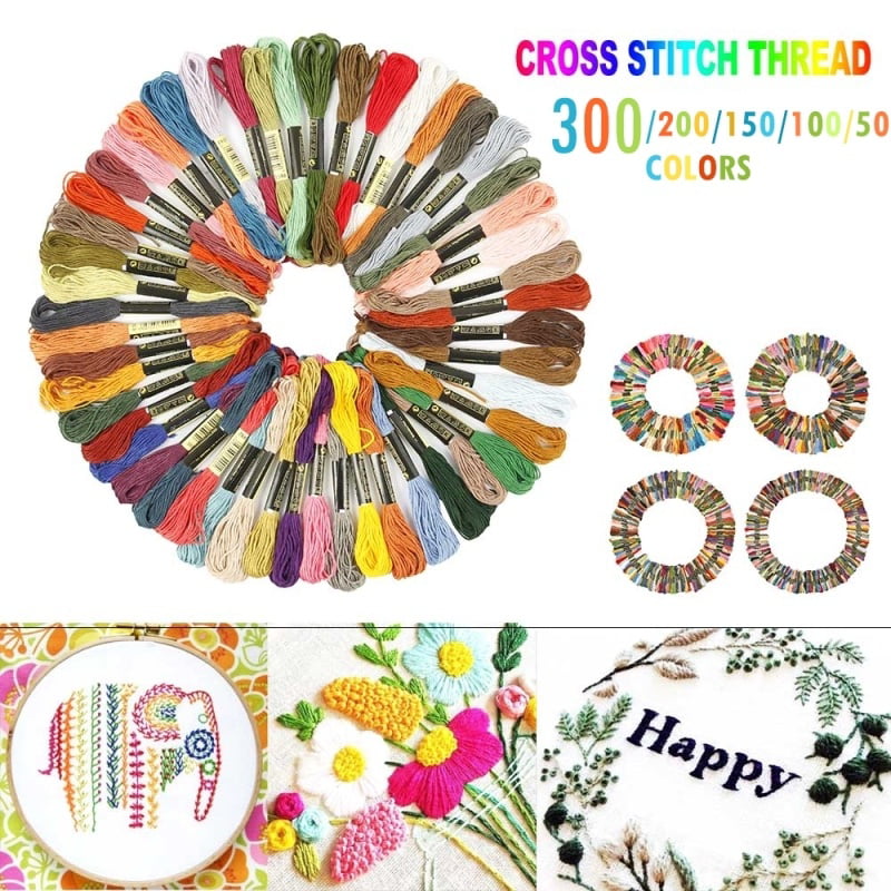 Lots 50/300 Color Cotton Cross Floss Stitch Thread Embroidery Sewing Skeins Hand 