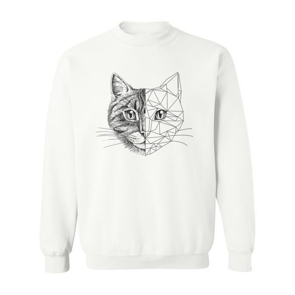 Realistic And Polygonal Cat. Sweatshirt Men -Image by Shutterstock, Male XX-Large