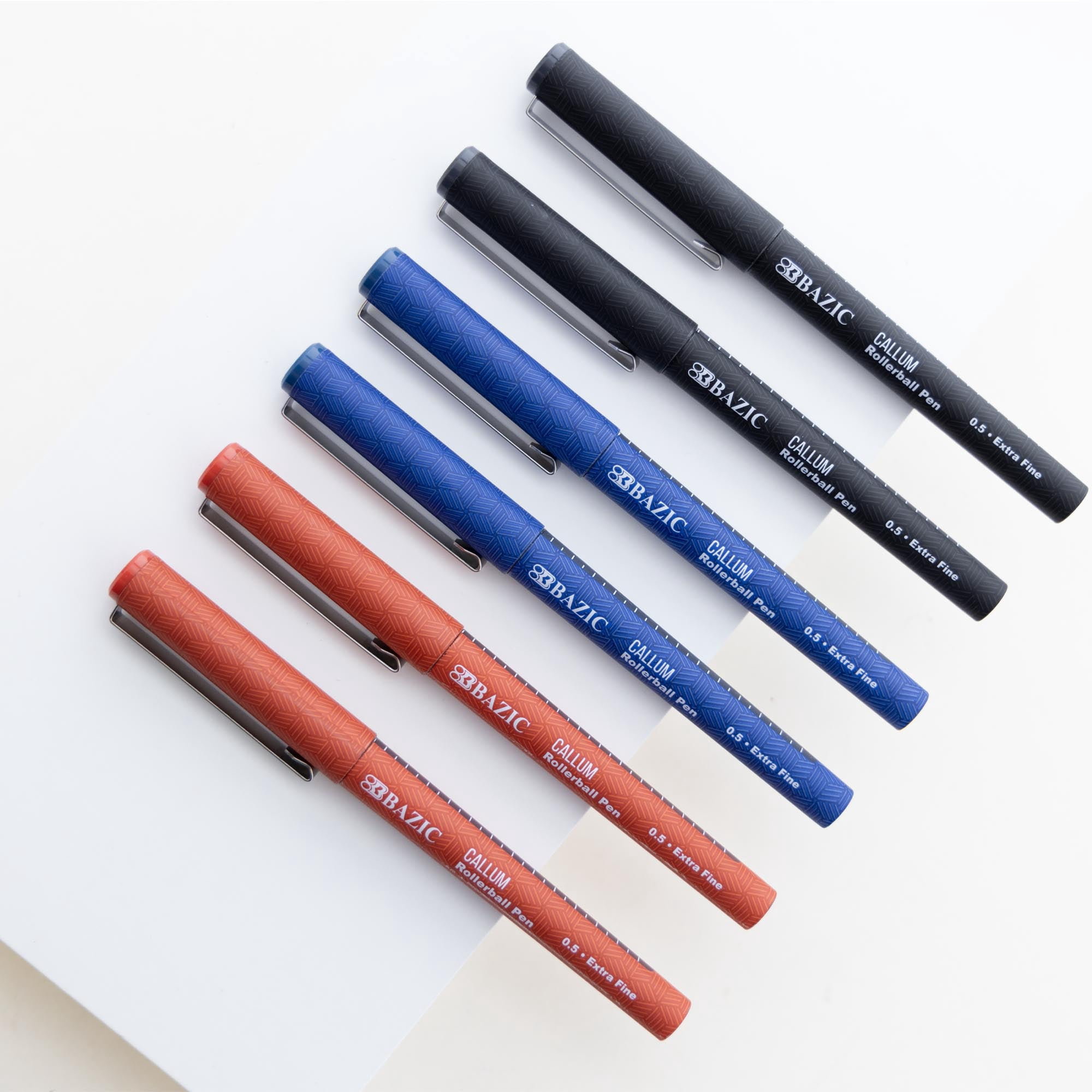 BAZIC Callum 0.5mm Rollerball Pen, Red Ink Needle Tip Fine Point Ink Pens (2/Pack), 24-Packs