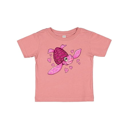 

Inktastic Valentine s Day Cute Pink Sea Turtle with Hearts Gift Baby Boy or Baby Girl T-Shirt
