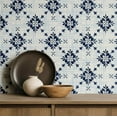 thumbnail image 2 of S4sassy Self Adhesive Wallpaper, Geometric Tile Wallpaper, Blue Removable DIY Vinyl Tile Pattern Wall Covering, Textured Peel and Stick Contact Paper for Entryway wall, Kitchen Backsplash-25"x120", 2 of 8