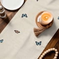 thumbnail image 3 of Purple Floral Table Runner - 36 Inch Long Spring Lavender Daisy Butterflies Botanical Beige Cotton and Linen Blended Dress Scarves Farmhouse Table Runner for Kitchen Dining, Coffee Table, 13" x 36", 3 of 8