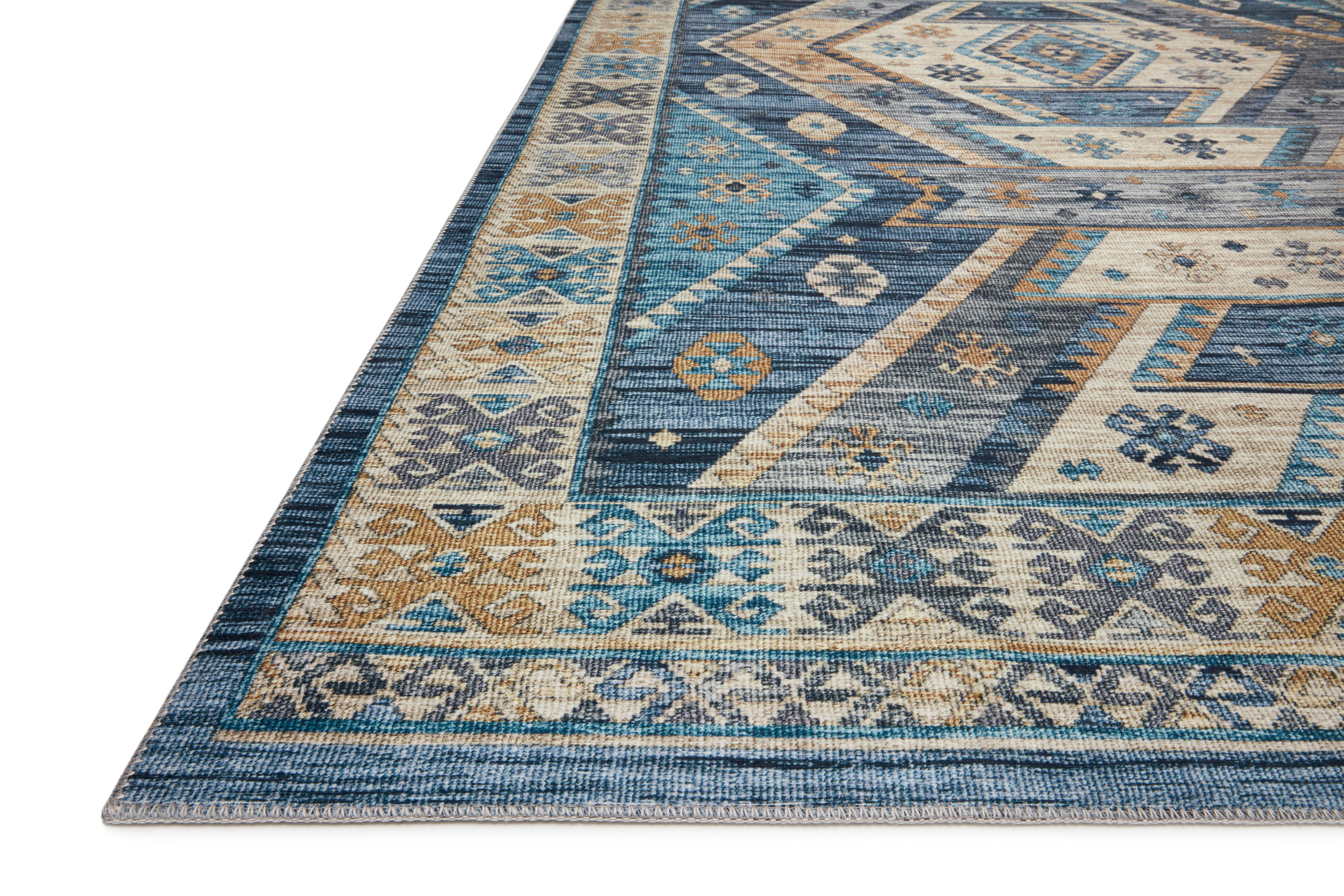 Turkish & Persian Kilim-Style Zion Ocean, Gold 3-6" x 5-6" Area Rug
