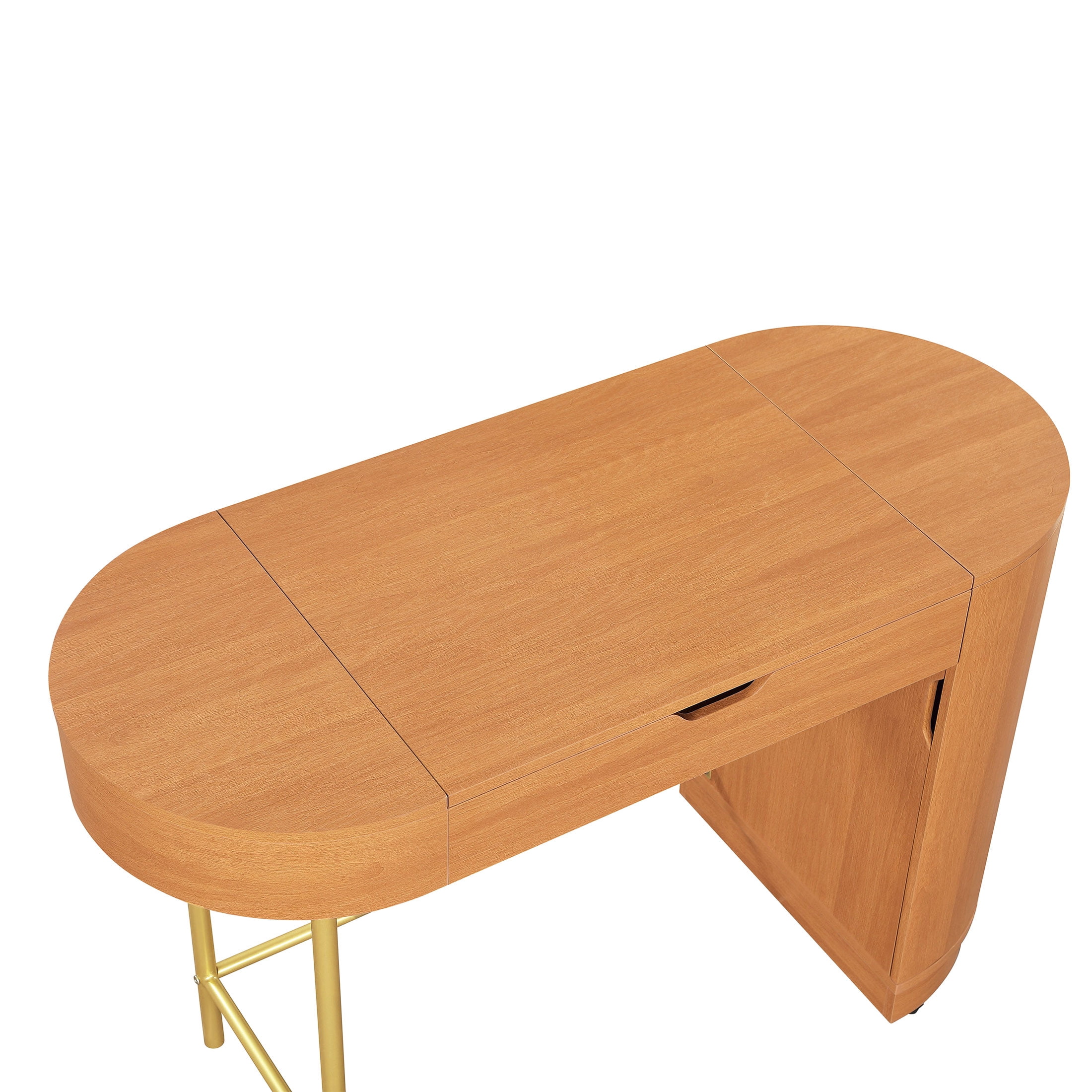 Beautiful Mae Vanity by Drew Barrymore with Hinged Mirror, Cherry Finish, Power Station