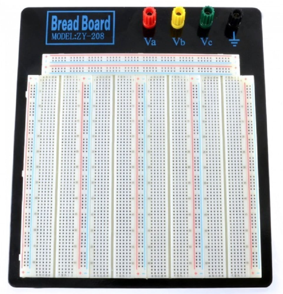 TEKTRUM EXTERNALLY POWERED SOLDERLESS 3220 TIE-POINTS EXPERIMENT PLUG-IN BREADBOARD WITH ALUMINUM BACK PLATE AND JUMPER WIRES FOR PROTO-TYPING CIRCUIT/ARDUINO