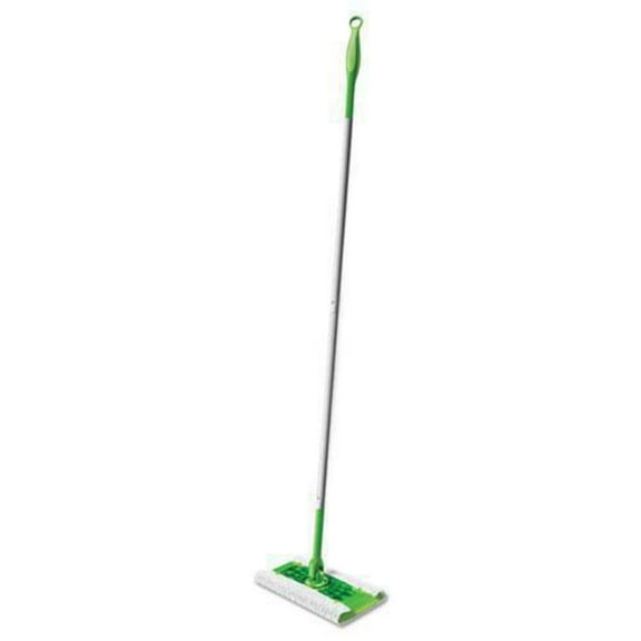 Sweeper Mop, 10 X 4.8 White Cloth Head, 46" Green/Silver Aluminum/Plastic Handle