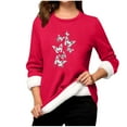 thumbnail image 3 of Craaazy Tops For Women Round Neck Long Sleeve Sweaters Lamb Wool Warm Shirts Gifts For Women, 3 of 3