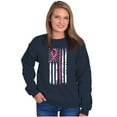 thumbnail image 4 of Breast Cancer Pink Line American Flag Women Plus Size Crewneck Sweatshirt Brisco Brands 2X, 4 of 5