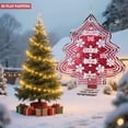 thumbnail image 2 of Stylish Metal Hanging Christmas Tree Wind Spinner - Festive Red & White Patterns with Snowflakes for Garden & Yard Decor, 2 of 7