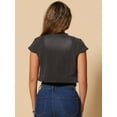 thumbnail image 4 of DARING DIVA Women's Crop Denim Cardigan Cap Sleeve Jean Jacket S Black Gray, 4 of 6