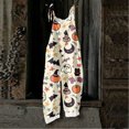 thumbnail image 5 of XINPING Halloween Overalls for Women, Sleeveless Spaghetti Strap Jumpsuit with Pockets, Ghost Pumpkin Print Wide Leg Baggy Romper, Adjustable Straps Fall Holiday Party Outfit 2026, 5 of 8