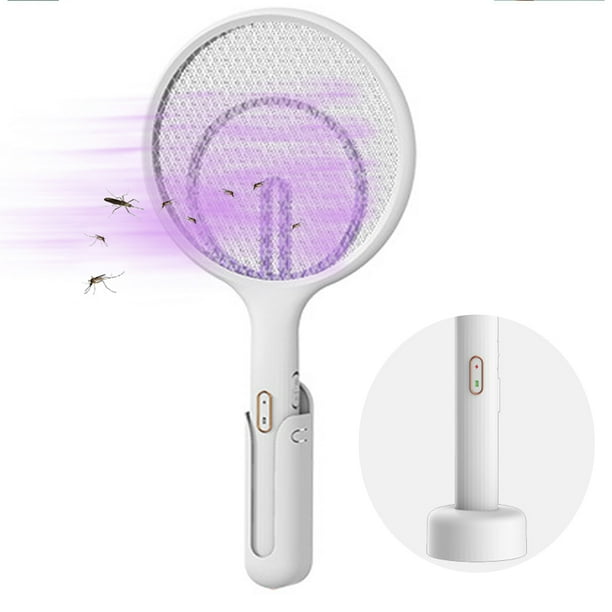 Electric Fly Swatter Rechargeable Bug Zapper Tennis Racket 3 Layer Mesh