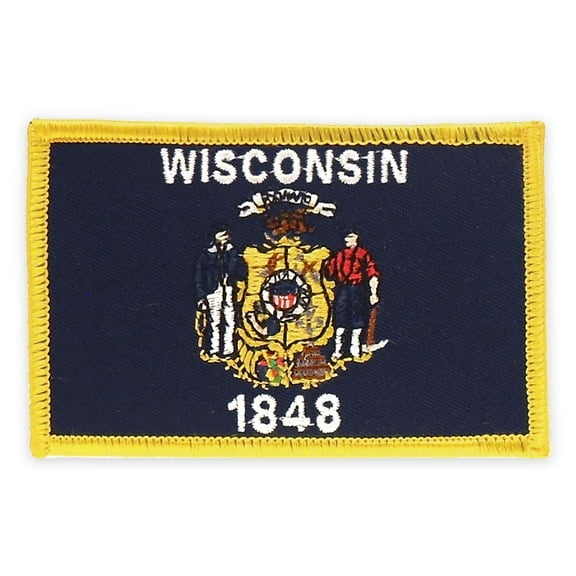 PinMart's Embroidered US State Flag Patch- Wisconsin Flag