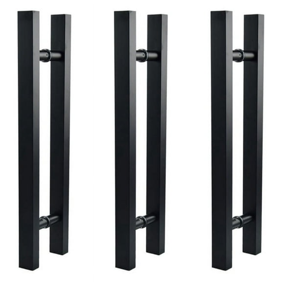 6X Matte Black Stainless Steel Glass / Wooden Door Handle
