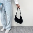 thumbnail image 3 of Sywqhk Retro Mujeres Felpa Hobos Underarm Bag Otoño Acrílico Cadena Bolsos (Negro) Sywqhk Para estrenar, 3 of 9