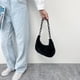 thumbnail image 4 of Retro Mujeres Felpa Hobos Underarm Bag Otoño Acrílico Cadena Bolsos (Negro), 4 of 5