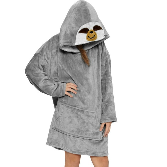 Kids Girls Boys Oversized Hoodie Sloth Snuggle Blanket Super Soft Warm Fleece