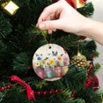 thumbnail image 6 of Funny Christmas Ornament,Colorful Flower Pots With Butterflies,Xmas Round Ceramic Pendant, 6 of 6