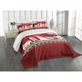 thumbnail image 3 of Ambesonne Christmas Quilted Bedspread Set 3 Pcs, Winter Theme Tree, Queen Size, White Red, 3 of 5