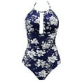 thumbnail image 2 of UTSJKR Women's Slimming One Piece Swimsuits Tummy Control Bathing Suit Halter Swimwear for Big Busted Curvy Woman Blue 4, 2 of 6