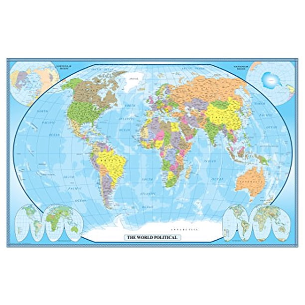 24x36 World Classic Wall Map Poster Mural Laminated - Walmart.com ...