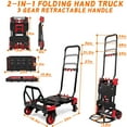 thumbnail image 6 of 2-in-1Hand Truck Dolly with Folding Basket, Dolly Cart with 4 Wheels, Wagons Carts Foldable with Retractable Handle, Foldable wagon for Moving, 330LBS Capacity, Red, 6 of 8