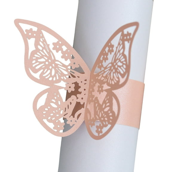 50-Pack 3D Butterfly Napkin Rings for Wedding Receptions, Elegant Paper Napkin Holders for Dinner Parties, Holiday Place Settings, and Family Gatherings