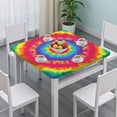 thumbnail image 3 of Rainbow Tie Dye Mandala Pattern Square Fitted Tablecloth with Elastic Edge,Square Table Cover,Washable Elastic Table Cover for Home Kitchen Party Decor 34"x34", 3 of 6