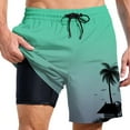 thumbnail image 2 of Shorts de Bain pour Hommes avec Doublure de Compression et Poches, Vert TG, 2 of 4