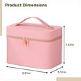 thumbnail image 4 of Travel Makeup Bag with Mirror, Pink Waterproof PU Makeup Organizer Case, Portable Skincare Cosmetic Storage Toiletry Bag for Women, 4 of 5