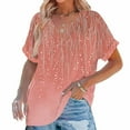 thumbnail image 2 of Womens Summer Tops V Neck Short Sleeve Shirts Trendy Casual Vacation Printing Tee Shirts, 2 of 6