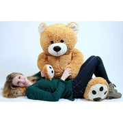 Big Plush Giant Teddy Bear Five Feet Tall Honey Brown Color Soft Smiling Big Teddybear 5 Foot Bear