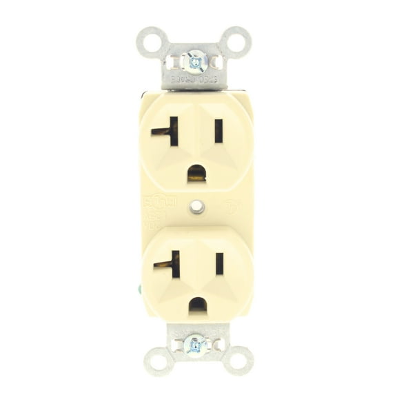 Pass & Seymour Legrand CRB5362-I Duplex Receptacle, 20A 125V, Commercial Specification Grade Outlet, Back & Side Wired, Ivory (1 Count)