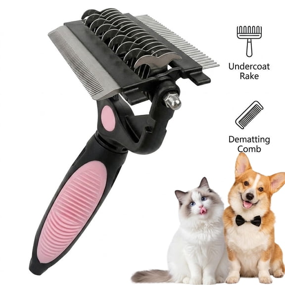 3-in-1 Dog Cat Grooming Brush, Undercoat Rake Dematting Comb Deshedding Tool for Long & Short Hair Pets, Reduce Shedding Remove Matted Fur