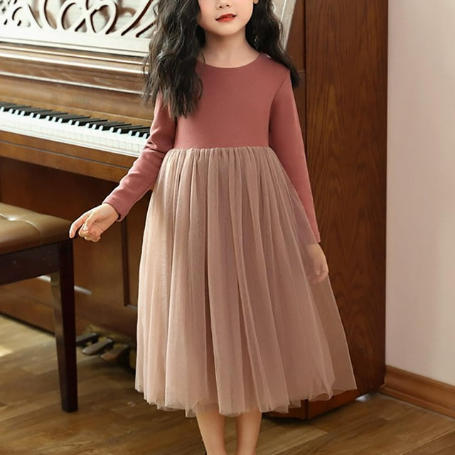 LOVZFMLL Robe Imprimée pour Filles, Col Rond, Manches Longues, Saint-Valentin