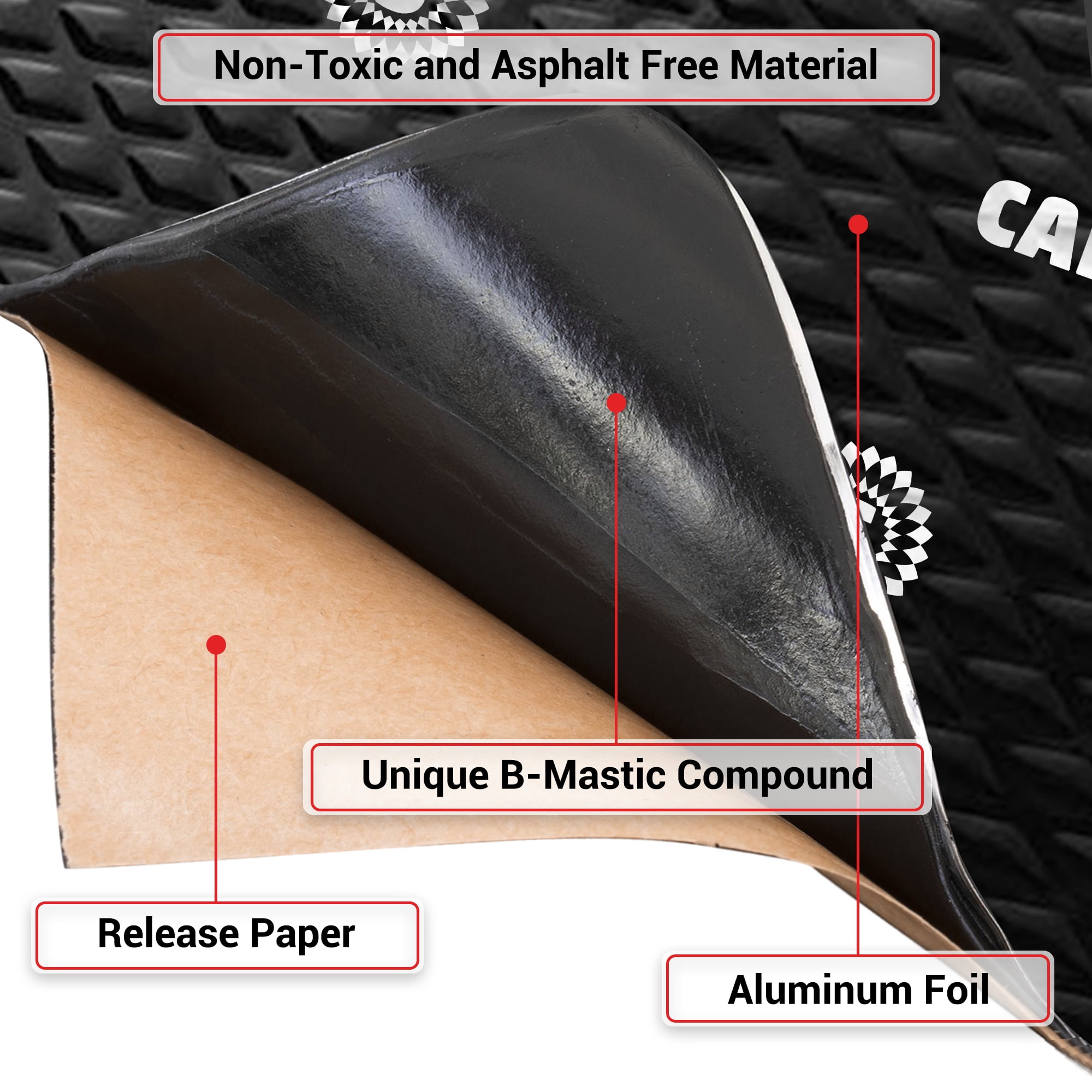 CANOPUS Car Sound Deadening Mat, 80 mil 10 sqft, Pack of 10 Sheets, Butyl Sound Deadener Mat, Audio Car Sound Dampening Material for Car Trunk, Door, Floor and Ceiling, Black