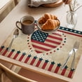 thumbnail image 3 of Independence Day Placemats Set of 2, U.S. Flag Themed Retro Love Heart God Bless America Non-Slip Place Mats Washable Table Mats for Kitchen Dining Table Decorations Indoor/Outdoor, 3 of 9