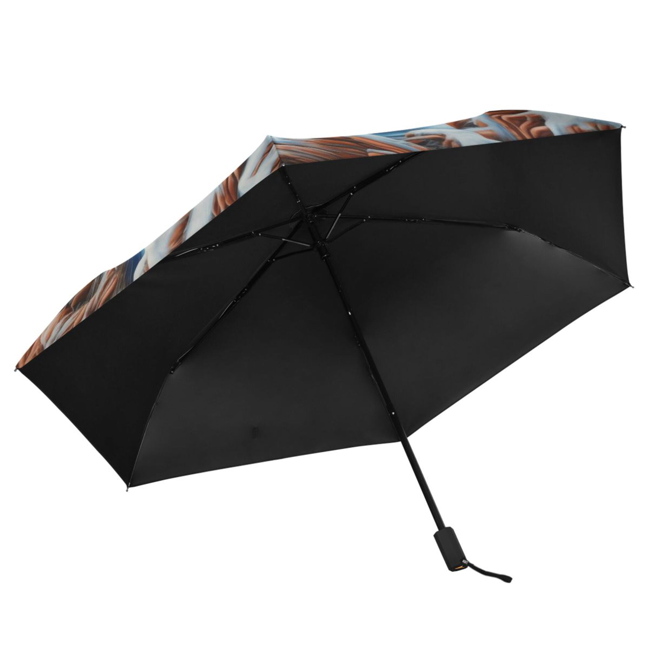 American Flag and Cattle Compact Sun Umbrella Windproof Travel Umbrellas for Rain Strong Portable UV Protection