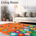thumbnail image 2 of ODIKA 8'x10' Machine Washable Non-Slip Area Rug, Springtime Meadow Pollinator Friends Nature Discovery Play Surface High Traffic Rug, Orange, 720868, 2 of 7