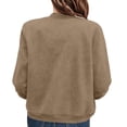 thumbnail image 6 of IUYRTFE Women's Stand Collar Snap Button Bomber Jacket Long Sleeve Casual Winter Coat with Pockets, 6 of 6