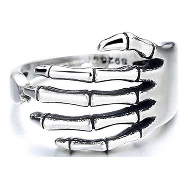 Anillo de dedo con apertura de palma de esqueleto Punk Retro, joyería para hombres y mujeres, accesorios de moda, regalo