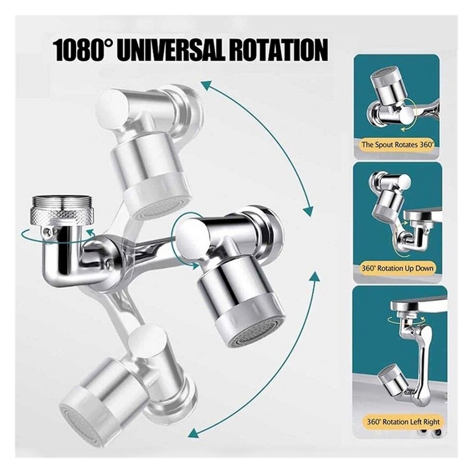 Universal 1080° Rotatable Faucet Aerator Extender Plastic Splash Filter Faucets Bubbler Nozzle Robotic Arm For Kitchen Bathroom ,Water Saving