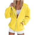 thumbnail image 2 of Women's Oversized Zip Up Hoodie Fleece Vintage Y2K Jacket Long Sleeve Lightweight Casual with Pockets Yellow, 2 of 3