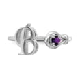 thumbnail image 4 of Solid 925 Sterling Silver B Engagement Ring with 3mm Synthetic Birthstone Size 5.5, 4 of 6