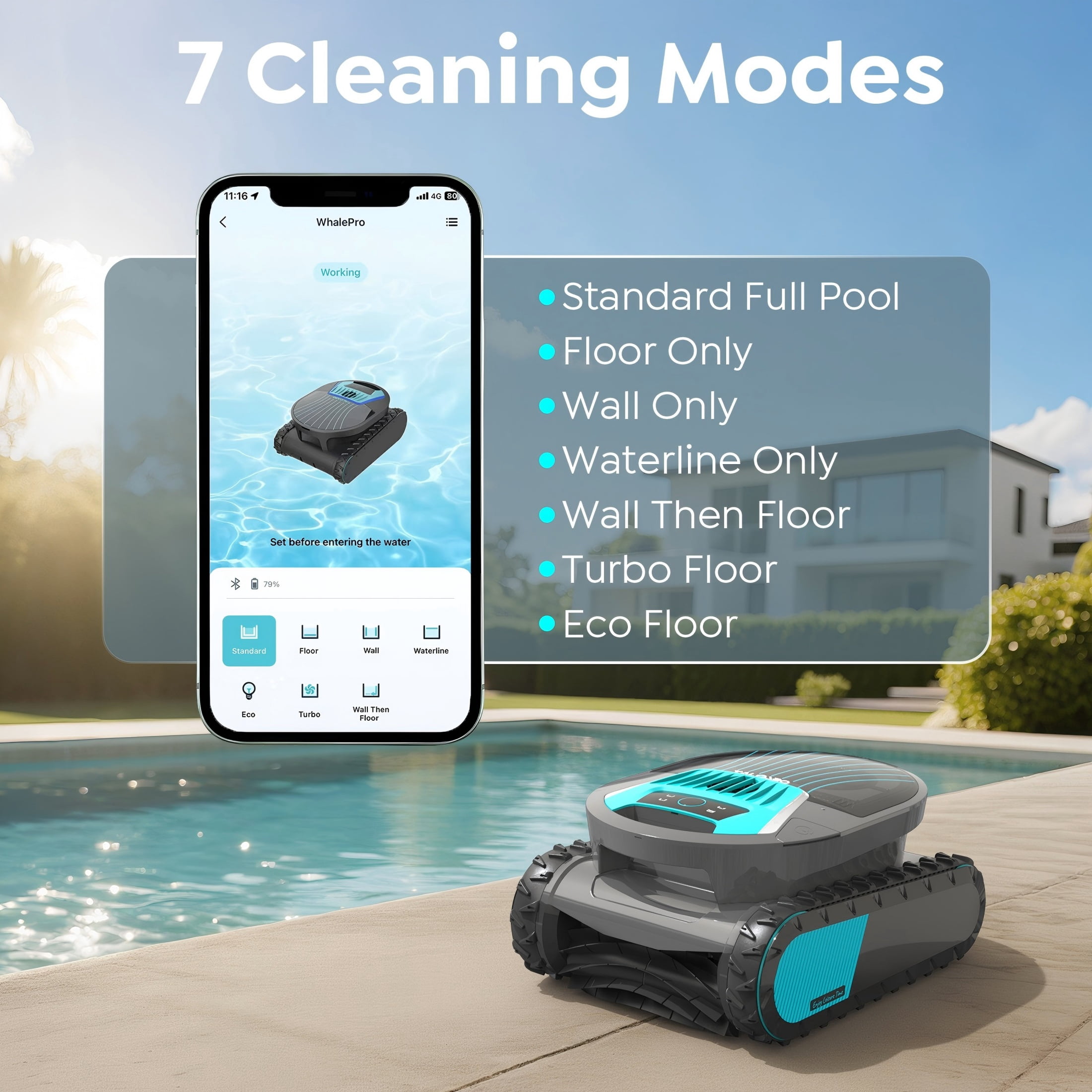Talosbo Pleco Pro Cordless Robotic Pool Vacuum Cleaner Automatic Pool Robot with Wall Climbing for Inground Pools Floors Walls and Waterlines,App Control,210 Min Runtime