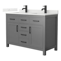 Beckett 48" Dark Gray Double Vanity & Giotto Quartz Top (1-Hole) & Black Trim