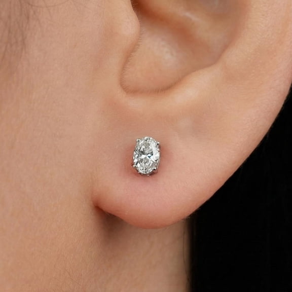 Oval Cut Lab Grown Diamond Stud Earrings,Solitaire Diamond Gold Studs,Anniversary Birthday Surprise Gift for Her